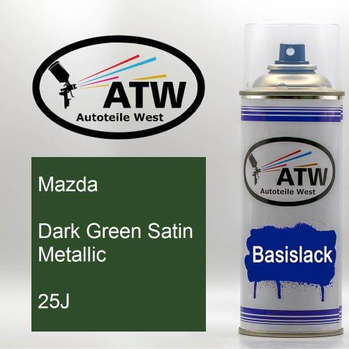 Mazda, Dark Green Satin Metallic, 25J: 400ml Sprühdose, von ATW Autoteile West.